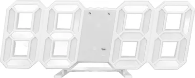 Obrázek produktu pro 3D LED nástěnné hodiny Minimalistický bílý rám Digitální nástěnný budík Časovač s teplotou pro domácí obývací pokoj Zelené slovo