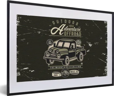 Produktbild von MuchoWow® MuchoWow® Gerahmtes Poster Auto - Oldtimer - Briefe 60x40 cm - Poster mit zchwarzem Bilderrahmen - Schlafzimmer - Plakat in Rahmen - Drucken