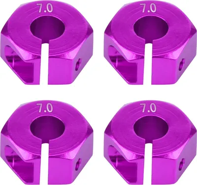 Imagen del producto de Adaptador hexagonal universal para eje de rueda de 12 mm, compatible con coches de control remoto a escala 1/10, modelos HSP Sakura (7 mm, color púrpura)