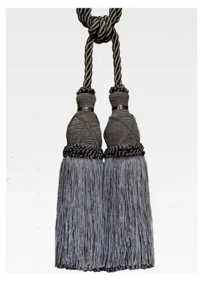 Produktbild von Gardinenhalter 60 cm mit Doppelquaste 20 cm Raffhalter in Silber Grau