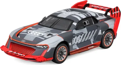 A toy model of an Audi S1 e-tron quattro Hoonitron race car.