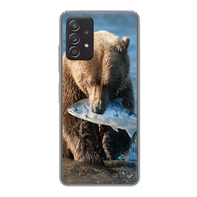 Produktbild von MuchoWow® Handyhülle Schutzhülle Hülle für Samsung Galaxy A53 5G Bär - Braun - Fisch Silikon Softcase Handy Hülle - Schutzabdeckung