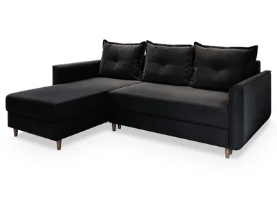 Produktbild von Masseno Ecksofa PISAN L-S mit Schlaffunktion L-Form, Sofa mit Bettkasten, Wohnzimmersofa, Couch, Soffa, Bettsofa, Couchgarnitur- Schwarz, KRONOS 07