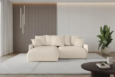 Produktbild von ALTDECOR Ecksofa mit Schlaffunktion und Bettkasten ONESK-L-v1 216x177x72 cm Beige - Corner Sofa Eckcouch Couch L-Form angeordnet Schlafcouch Ausziehbar Wohnlandschaft