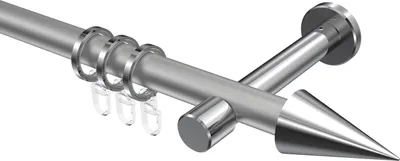 Produktbild von Interdeco Gardinenstange / Vorhangstange Silbergrau / Chrom, Typ Prestige Savio (Kegel), 20 mm Ø 1-läufig, 420 cm