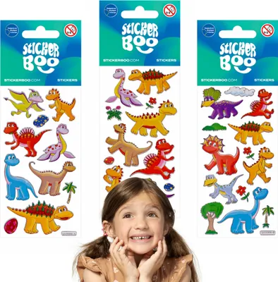 Obrázek produktu pro Dětská samolepková sada, barevní dinosauři, samolepky