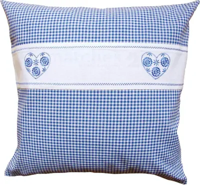 Produktbild von Kissen-Bezug Landhaus-Stil blau kariert 40x40 cm Baumwolle-Mix