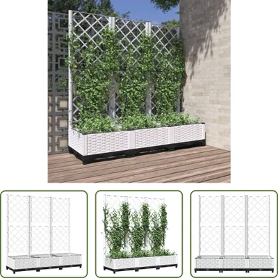 Produktbild von The Living Store Pflanzkübel mit Rankgitter Weiß 120x40x121,5 cm PP