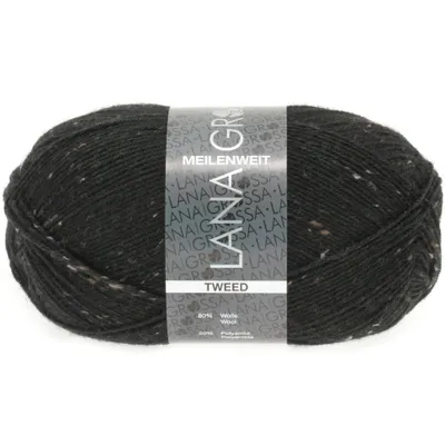 Produktbild von Lana Grossa MEILENWEIT 100 g TWEED 4-fach Sockenwolle mit Tweed-Noppen 420 m Farbe 126 - Schwarz