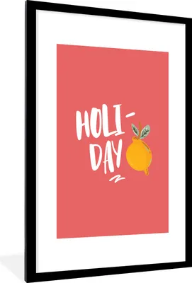 Produktbild von MuchoWow® Gerahmtes Poster Sommer - Rosa - Zitrone 60x90 cm - Poster mit Schwarzem Bilderrahmen Wandposter Rahmen Foto Bilder - Dekoration - Wandposter Wohnzimmer - Hochwertig
