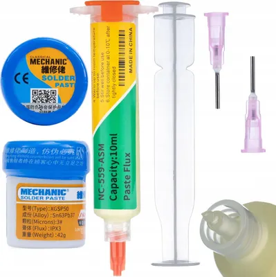 Produktbild von Rosfix Flussmittel in Spritze NC-559-ASM + Lötpaste (Flüssigzinn) XGSP50 42g 183