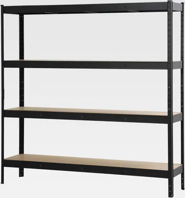 Produktbild von Schwerlastregal XXL mit 4 MDF-Böden 180x180x40 cm (HxBxT), 200 Kg Traglast pro Boden, schwarz