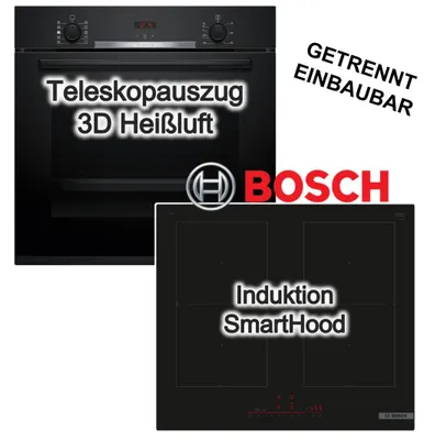 Produktbild von Herdset BOSCH DAMPF Backofen Hydrolyse + FLEX Induktionskochfeld Booster autark 60 cm