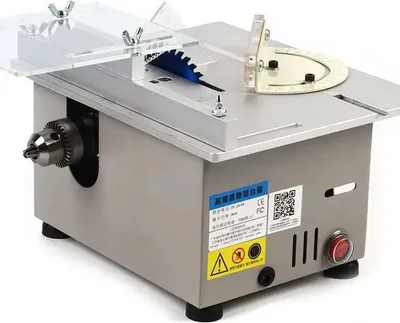 Zdjęcie produktu dla Mini piła stołowa – piła stołowa DIY – 12–24 V – 96 W – wysokość cięcia 1–29 mm – 24×20×13 cm – obróbka drewna – wielokolorowa