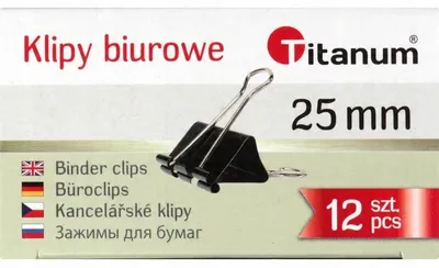 Produktbild von Titanum Büroklammern Clips für Dokumente 25 mm 12 Stück Schwarz