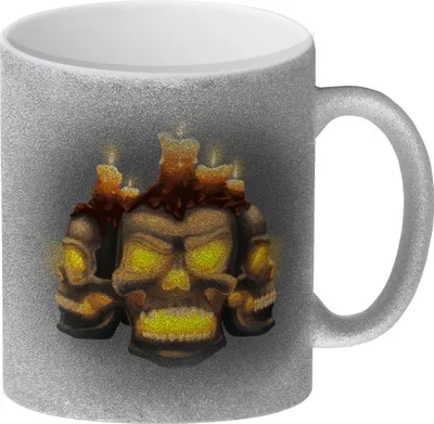Produktbild von Kaffeetasse mit Totenköpfen und brennenden Kerzen - Happy Halloween