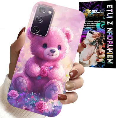 Produktbild von Hülle Für Samsung Galaxy S20 Lite - Süsser Teddybär Auf Rosa Hintergrund, Hülle + Glas