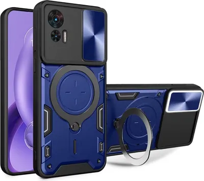 Produktbild von Für Motorola Moto G84 5G Sliding Kamera Schutz TPU / PC Schutzhülle Ring Halterung Blau