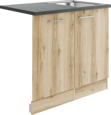 Produktbild von Optifit Spülenschrank inkl Spüle Geschirrspülerblende für vollintegrierte Geschirrspüler Livorno290 BxTxH 90 x 60 x 84,8