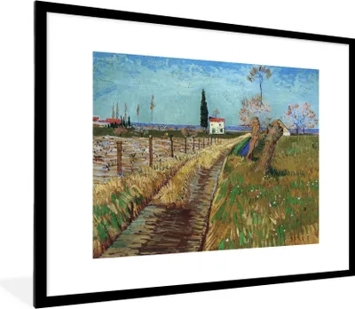 Produktbild von MuchoWow® MuchoWow® Gerahmtes Poster Weg durch ein Weidenfeld - Vincent van Gogh 80x60 cm - Poster mit zchwarzem Bilderrahmen - Schlafzimmer-Dekorationen - Fotoposter