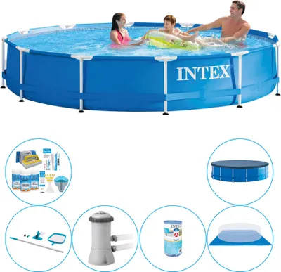Obrázok produktu pre Kombinovaný bazén - Intex s kovovým rámom, okrúhly 366x76 cm