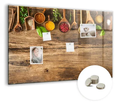 Produktbild von Dekorative Magnettafel 90x60 cm - Magnetwand - für Fotos, Karten und Notizen - Fotowand - Memoboard - Magnetpinnwand - Wanddekoration - Löffelweise Gewürze