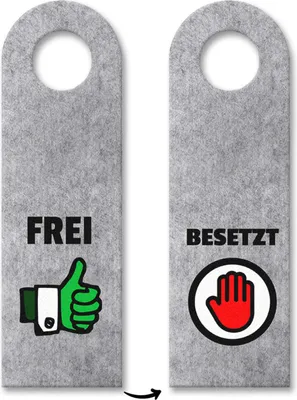 Produktbild von Frei und Besetzt Türhänger 10er Set in Grau mit grünen und roten Symbolen
