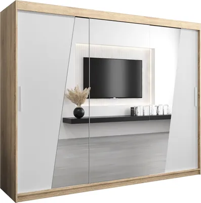 Produktbild von Kleiderschrank, Schiebetürenschrank Schlafzimmer, Schrank mit Spiegel RHOMB 250 cm