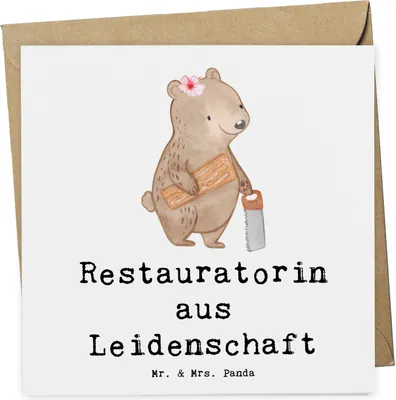 Produktbild von Mr. & Mrs. Panda Grußkarte Restauratorin Leidenschaft - Weiß - Geschenk, faltkarte, Klappkarte, anlasskarte, doppelkarte, Glückwunschkarte