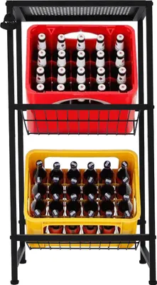 Image de 50*33*98cm Étagère pour caisses de boissons avec support Support pour caisses de boissons (noir)