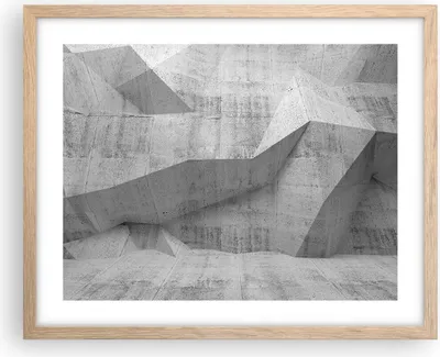 Produktbild von Gerahmtes Poster - Rahmen in heller Eiche - Beton Wand Grau - 50x40 cm - Wand Bild - Wanddeko - Wandbilder - Kunstposter - Wandposter - Bilderrahmen - Bilder - Kunstdruck - Wandbild - P2NAA50x40-4183