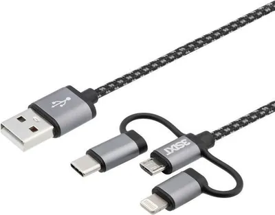 Obrázok produktu pre dátový kábel 3v1 nabíjací kábel Lightning Micro USB 1 meter textilný nabíjací synchronizačný kábel
