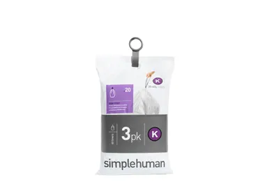 Produktbild von simplehuman Passgenaue Müllbeutel 3 x 20 Pack (60 Beutel), Code K, 35-45 Liter; CW0260