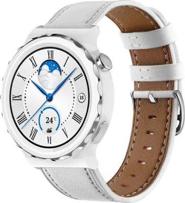 Produktbild von Strap-it Huawei Watch GT 3 Pro 43mm Armband Leder (Weiß)