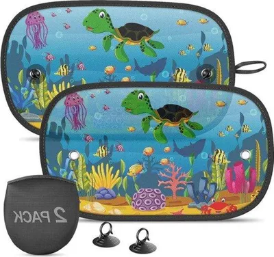 Immagine prodotto di Parasole per auto - Protezione UV - 2 pezzi - Motivo tartaruga - Con manici - 51 x 31 cm