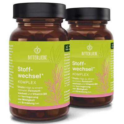 Produktbild von BitterLiebe Stoffwechsel Komplex - 2x 90 Kapseln, mit Vitamin B6, Jod und Zink