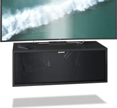 Produktbild von Vladon TV Board Lana 80 Hängeschrank Lowboard 80 x 29 x 37 cm,  Germany, Korpus in Schwarz matt, Fronten in Schwarz Hochglanz | Große Farbauswahl
