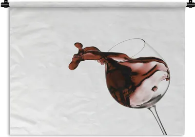 Produktbild von MuchoWow® Wandteppich Wandbehang Rotwein fällt aus dem Glas 150x112.50 cm Tapisserie Dekoration Wandtuch - Wanddecke - Wandteppiche