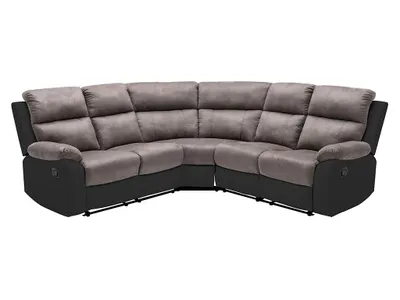 Produktbild von Relaxsofa Ecksofa - Microfaser & Kunstleder - Grau & Schwarz - TOLZANO