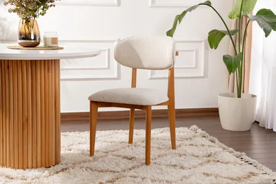 Produktbild von Skye Decor, Hochwertiges Stuhlset (2 Stück), Weiß und Dunkel-Eiche, 53 x 86 x 58 cm | 100% Buchenholzrahmen, 100% Baumwolle, Chenille-Textur | Modernes skandinavisches Design, bequem und stilvoll.