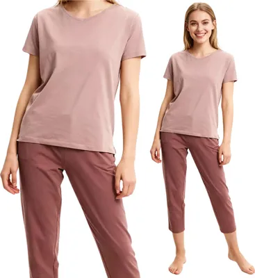 Produktbild von Charmante Frauen Zweiteilige Pyjamas Moraj Kurze Ärmel Glatt Trendy L
