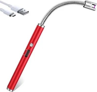 Productafbeelding van Elektrische USB-aansteker - Zwart - Draagbare Aansteker met Flexibele Hals - Voor Kamperen en Thuisgebruik