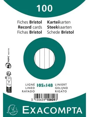Produktbild von Exacompta 20x Karteikarten A6 liniert, 100 Stück eingeschweißt - Weiß - 10809SE