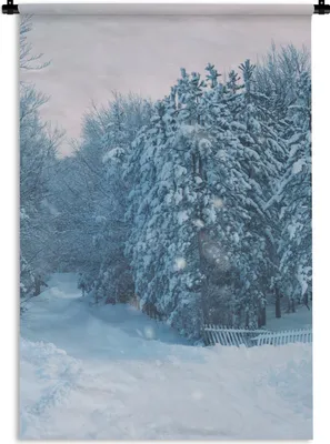 Produktbild von MuchoWow® Wandteppich Wandbehang Wald - Schnee - Winter 90x135 cm Tapisserie Dekoration Wandtuch - Baumwolle - Wandskulptur