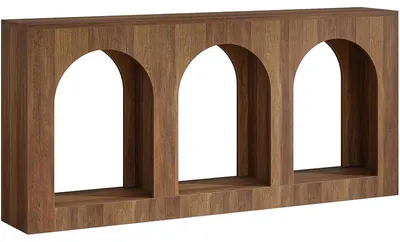 Immagine prodotto di Tavolino a mensola HOGA-J0497, con 3 ripiani arcuati, 160 cm, marrone