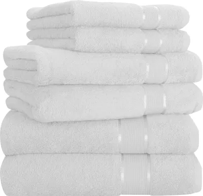 Produktbild von Handtuch 6er set 2x Duschtuch 2x Handtuch 2x Gästetuch 100% Baumwolle Frottee, Farbe:Weiss