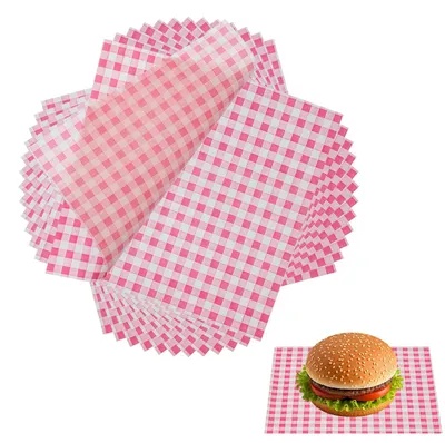 Produktbild von Wachspapier - Fettdichtes Einwickelpapier - 200 Stück - 18 x 18 cm - Rosa