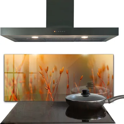 Produktbild von Spritzschutz aus Glas Küchenrückwand - Wandschutz für Herd und Spüle - 125x50 cm - Getreidefeld bei Sonnenuntergang
