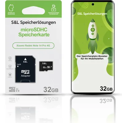 Produktbild von microSD Speicherkarte S&L für Xiaomi Redmi Note 14 Pro 4G - Speicherkapazität: 32 GB