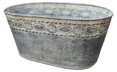 Produktbild von Zink Pflanzschale oval Ornament Relief Vintage 27cm